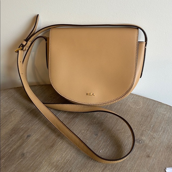 Lauren Ralph Lauren Women's Dryden Caley Mini Cross Body Saddle Style Bag Tan - Picture 5 of 17